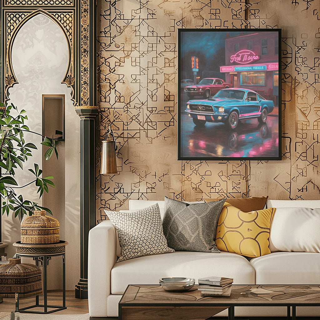 1967 Fastback Legends - Retro Neon Diner Edition | Poster - Canvas - Framed Canvas