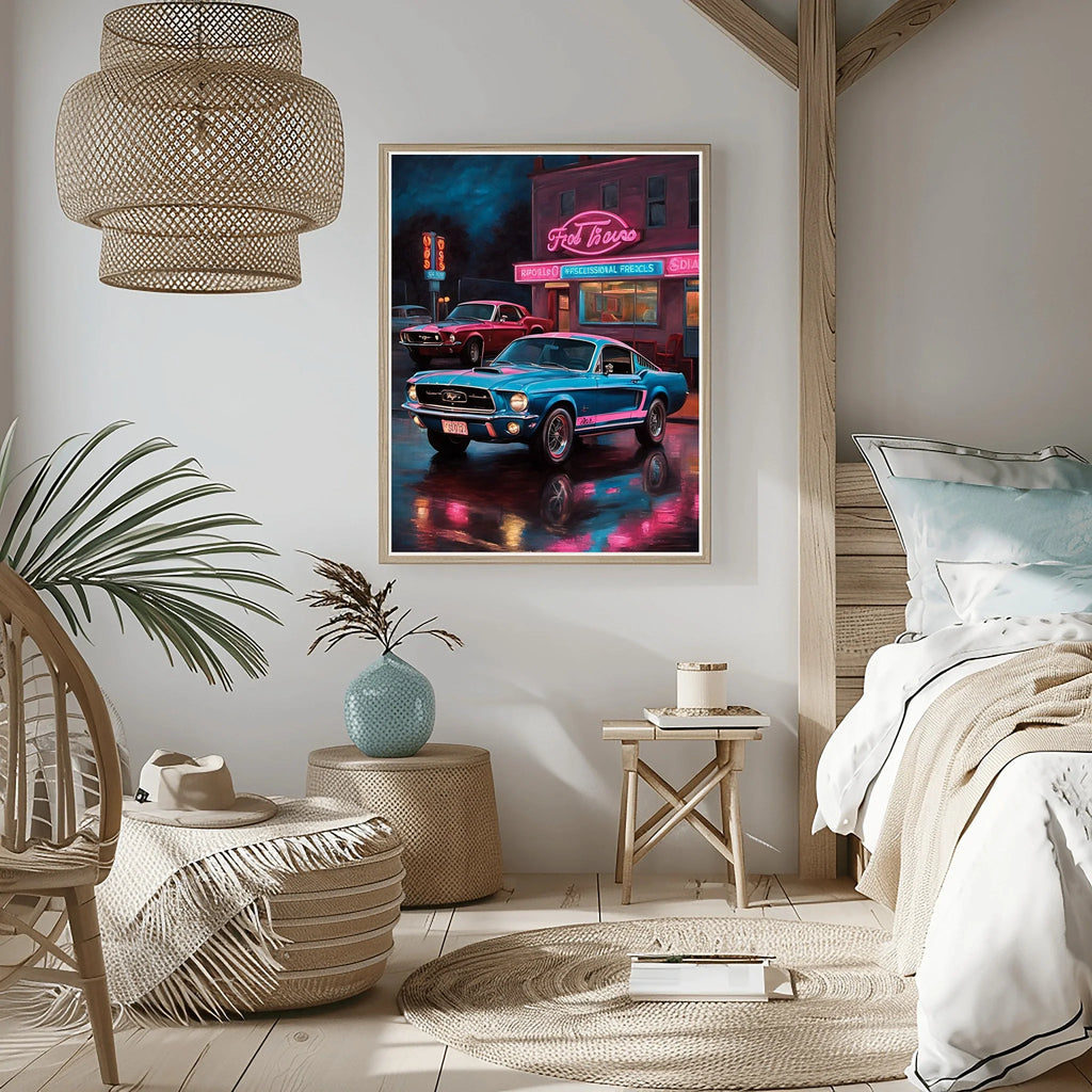 1967 Fastback Legends - Retro Neon Diner Edition | Poster - Canvas - Framed Canvas