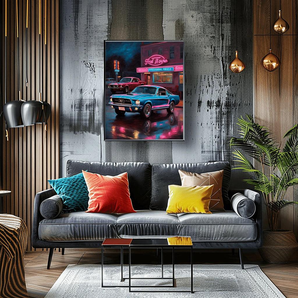 1967 Fastback Legends - Retro Neon Diner Edition | Poster - Canvas - Framed Canvas