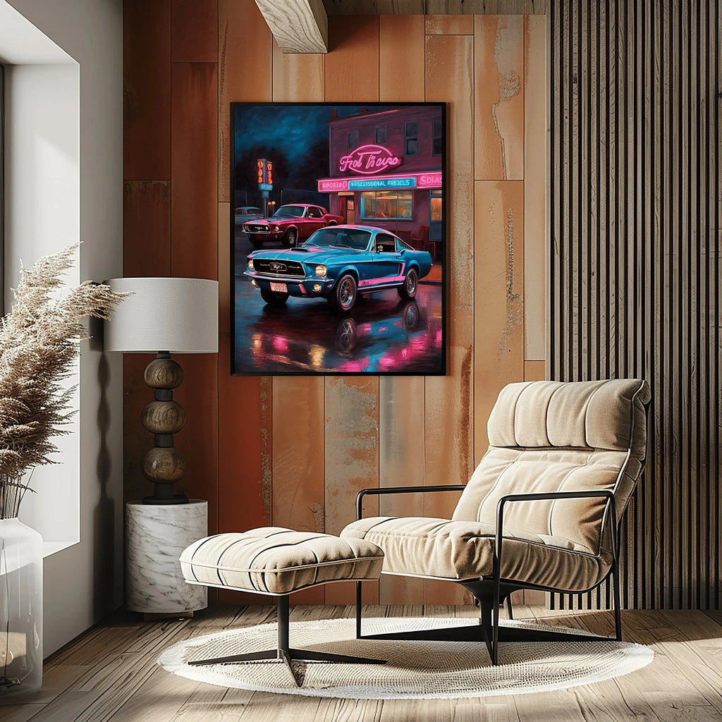1967 Fastback Legends - Retro Neon Diner Edition | Poster - Canvas - Framed Canvas