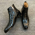 Men PU Leather Striders, Side Zipper, Pattern, Business Casual Style, Classic, Fashion, HL109