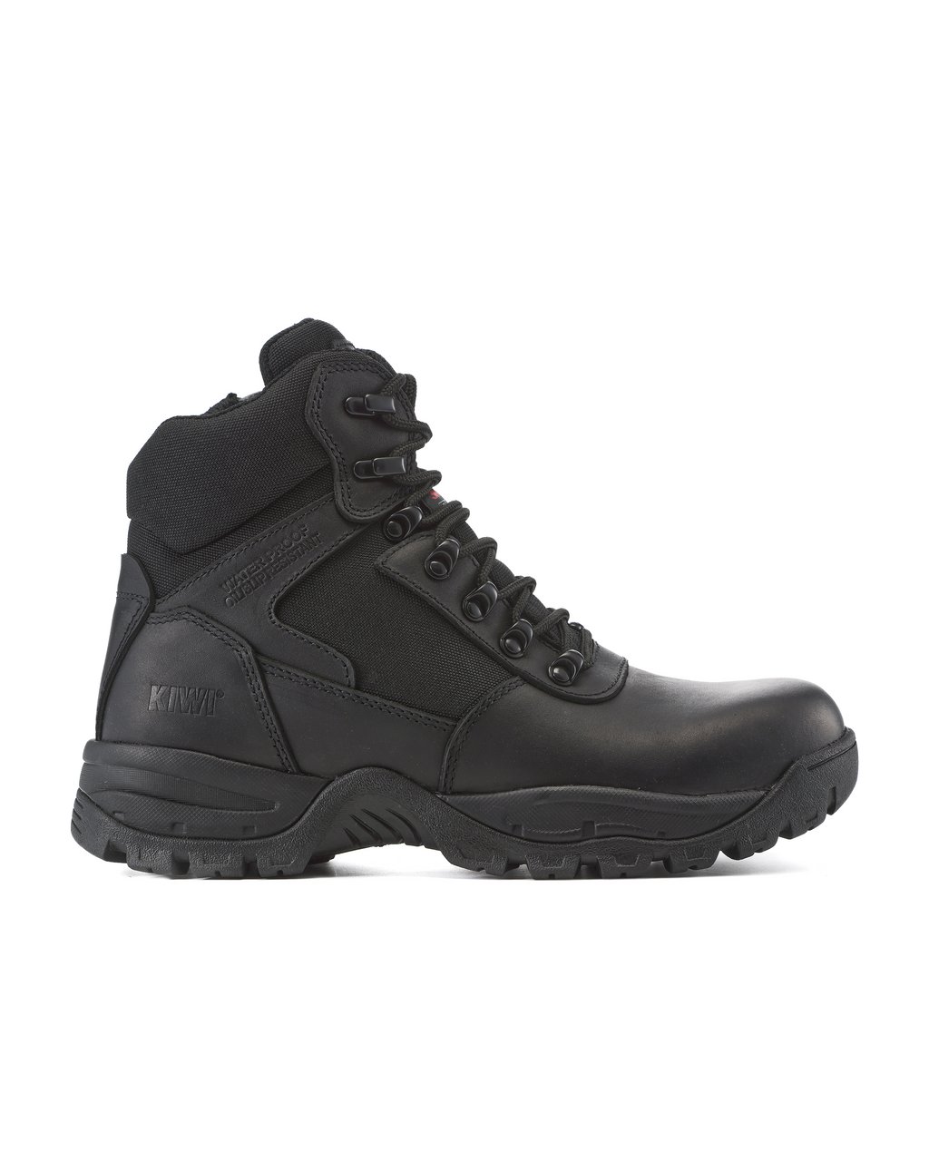 Kiwi Rugged Black Full Grain Leather Mid-Cut 6" Steel Toe Zipped Waterproof Tactical Boots [R60300]
