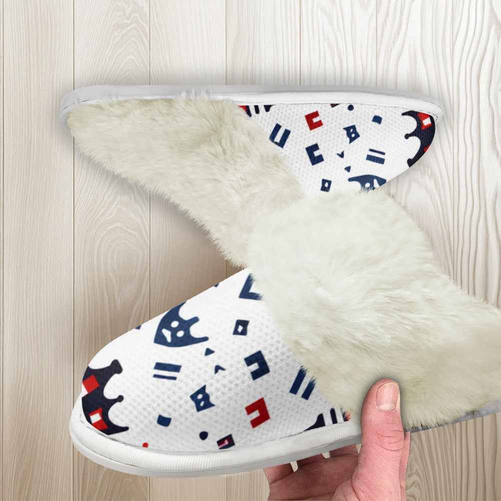 MUNSIEUR Cotton Slippers with Fur Edges