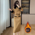 Women's Luxury French Style High-grade Tweed Chanel Style Skirt Set