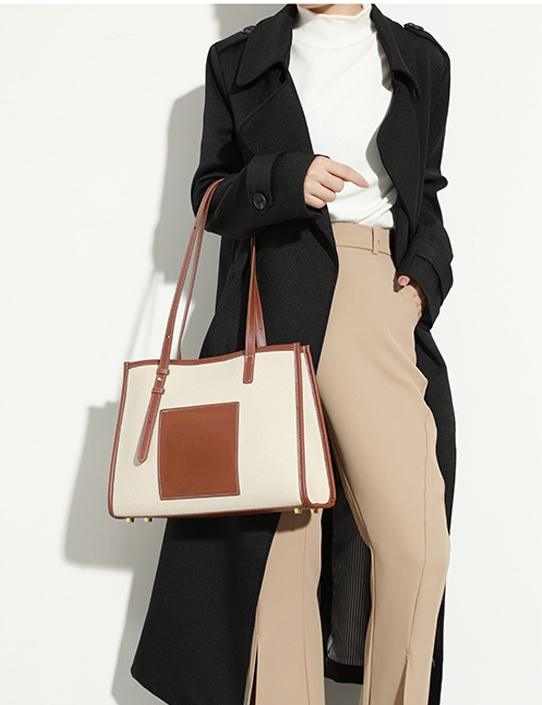 Women tote bag trendy fashion simple large capacity ladies shoulder bag 8001