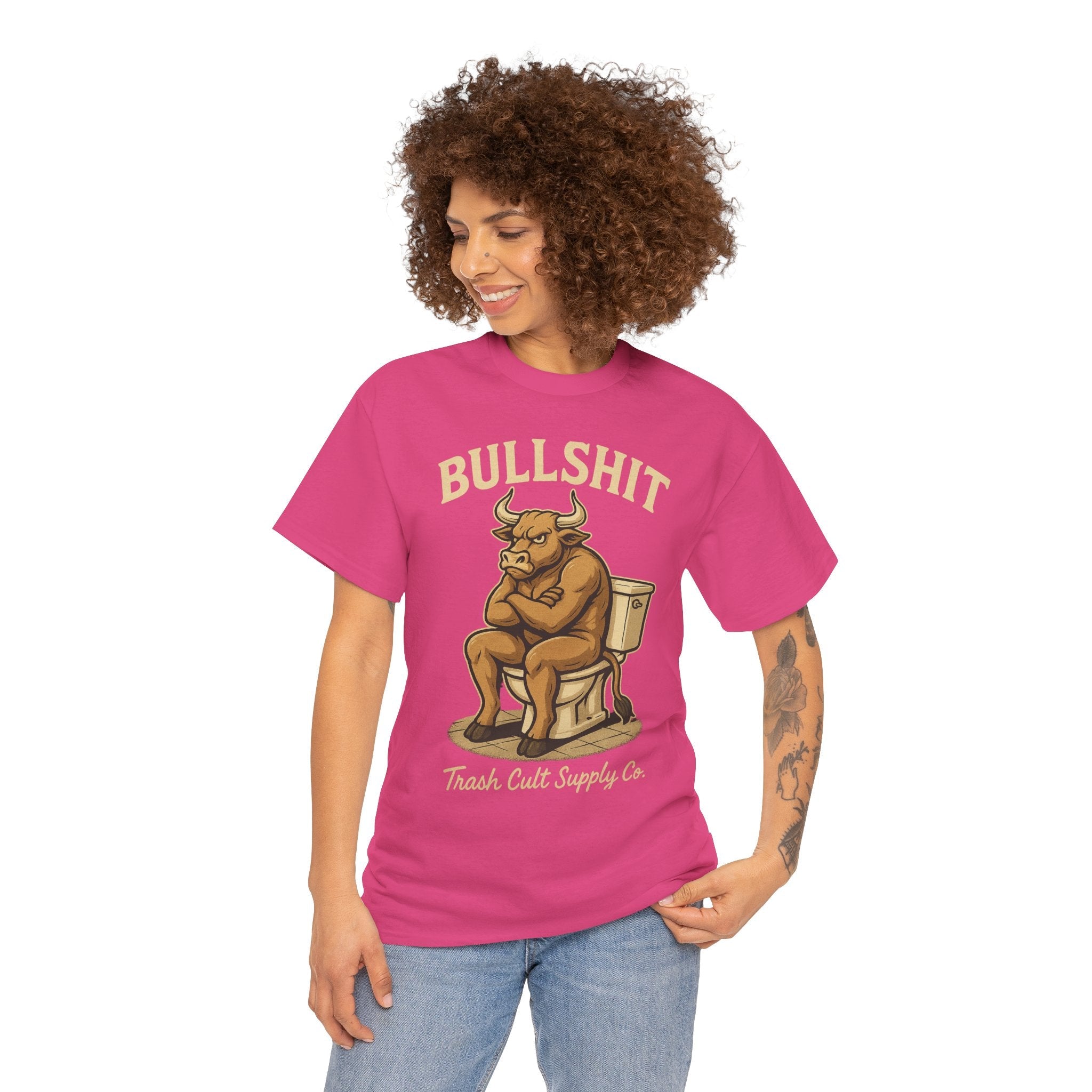 “BULLSHIT” Angry Bull Toilet Tee – Trash Cult Supply Co. | Gildan 5000 T-Shirt