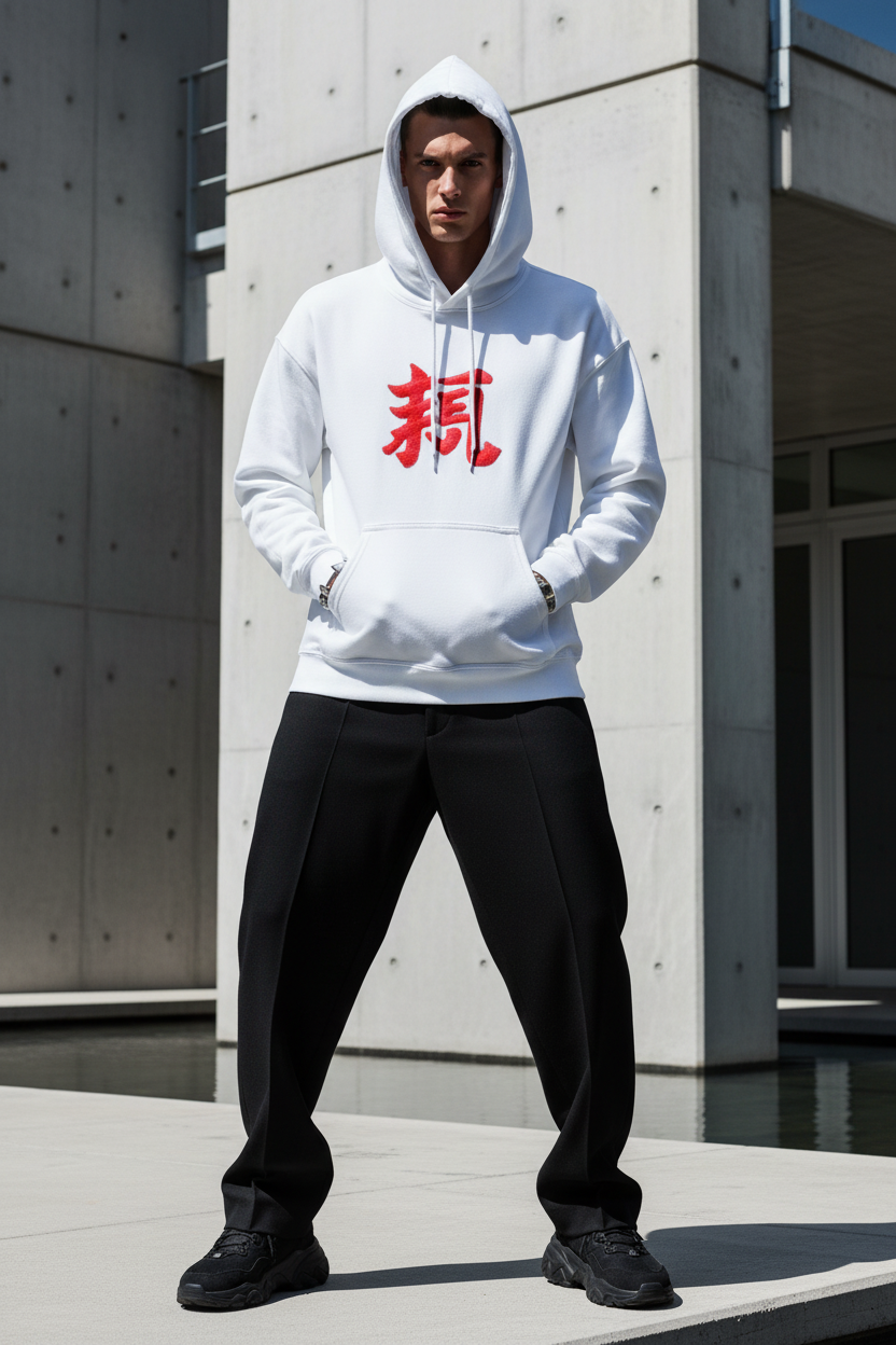 MUNSIEUR Men's Hoodie "The M" Printed in USA |Gildan 18500 Double DTF