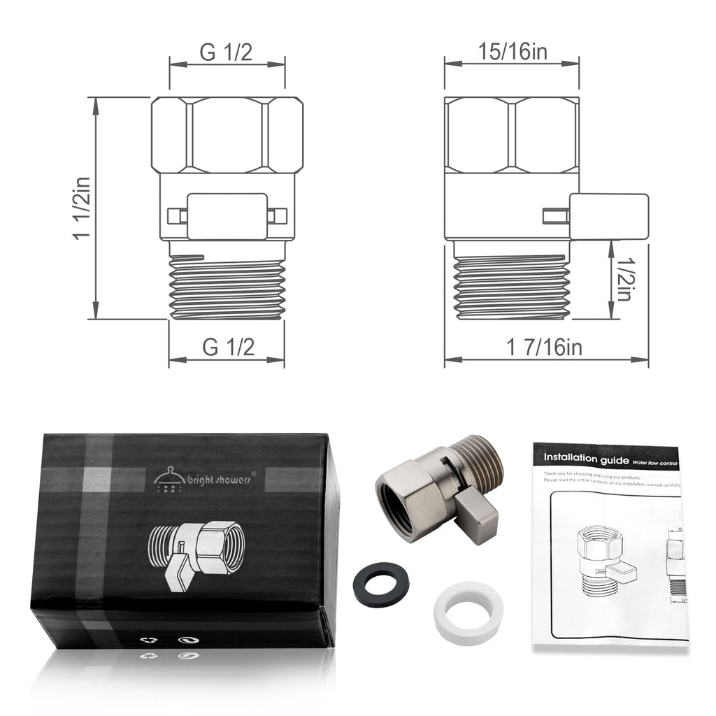 Brass Shower Flow Control Valve with G1/2 Connections