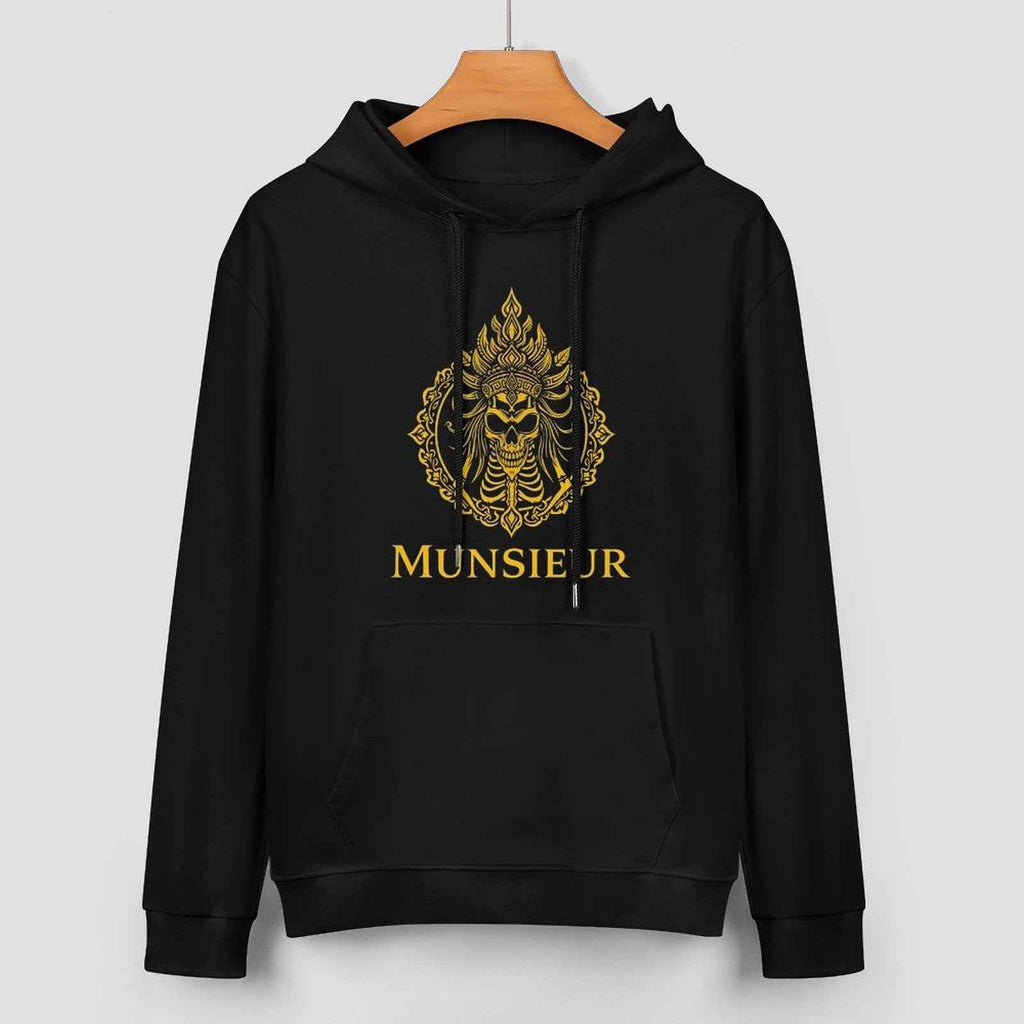 Phantom Threads Hoodie - Intricate Skull Embroidery Gothic Streetwear