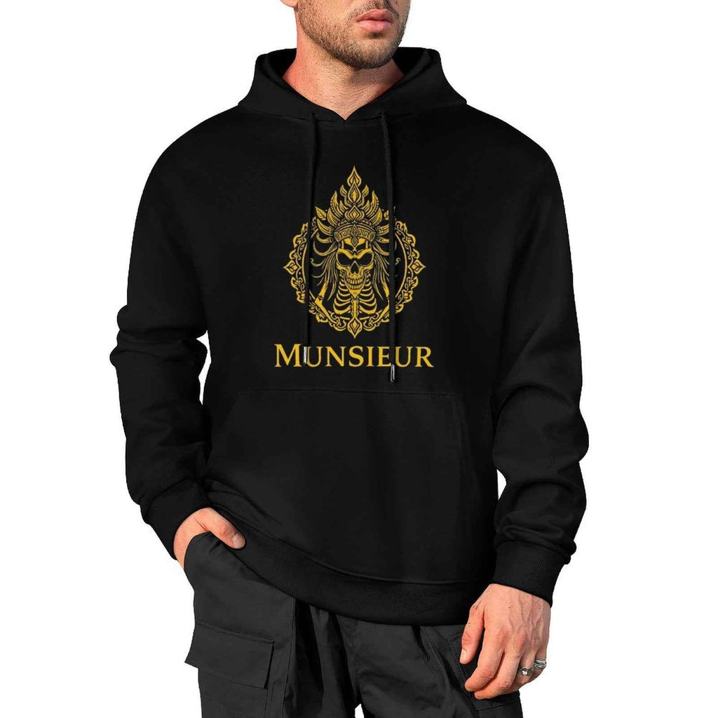 Phantom Threads Hoodie - Intricate Skull Embroidery Gothic Streetwear