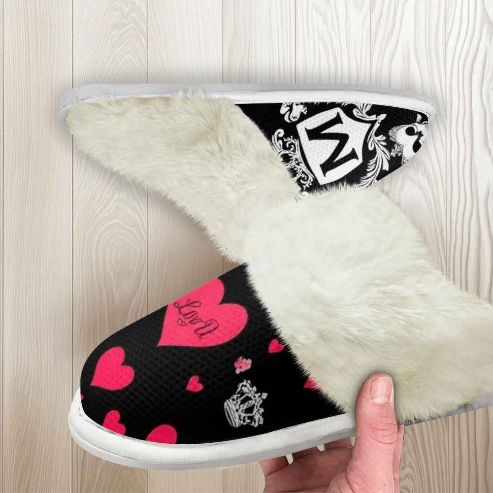 MUNSIEUR Cotton Slippers with fur edges Valentine's Day Collection New Arrivals