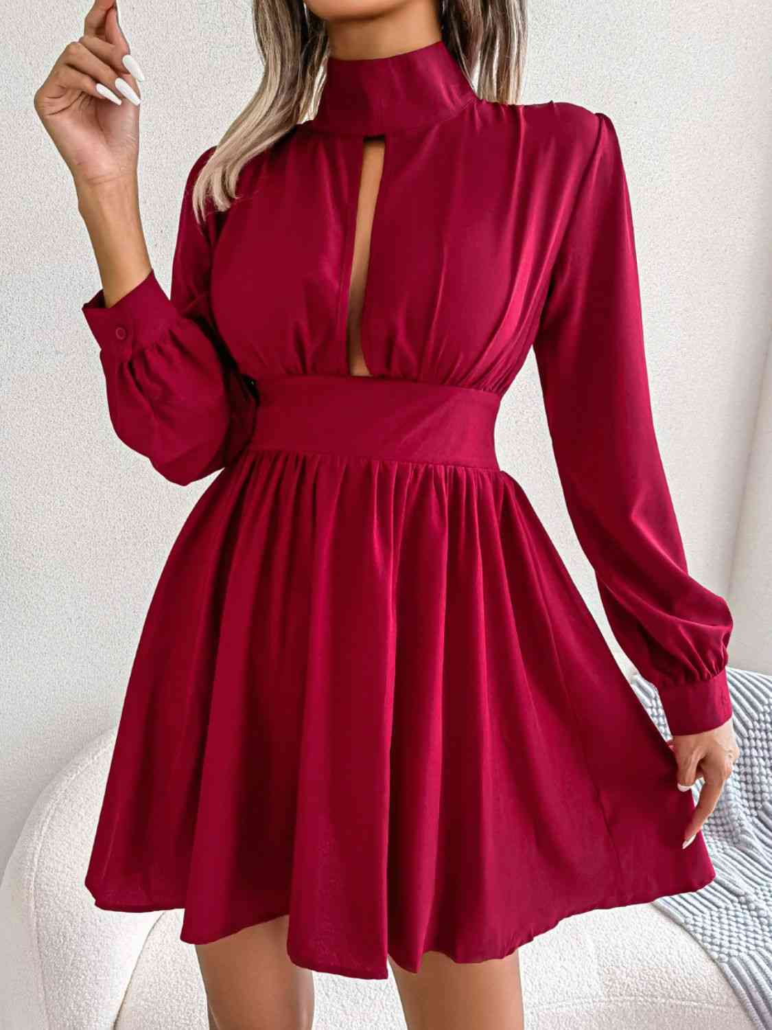 Cutout Turtle A-Line Mini Dress