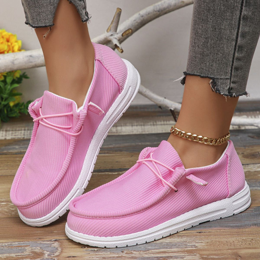 Round Toe Canvas Flats Boots