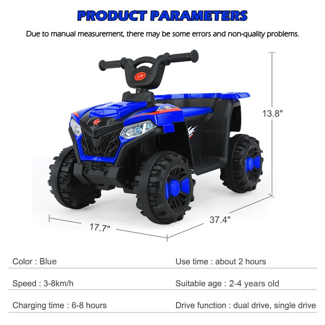 6V Battery-Powered Kids ATV with Forward/Reverse Switch - 4 Wheel Beach Buggy