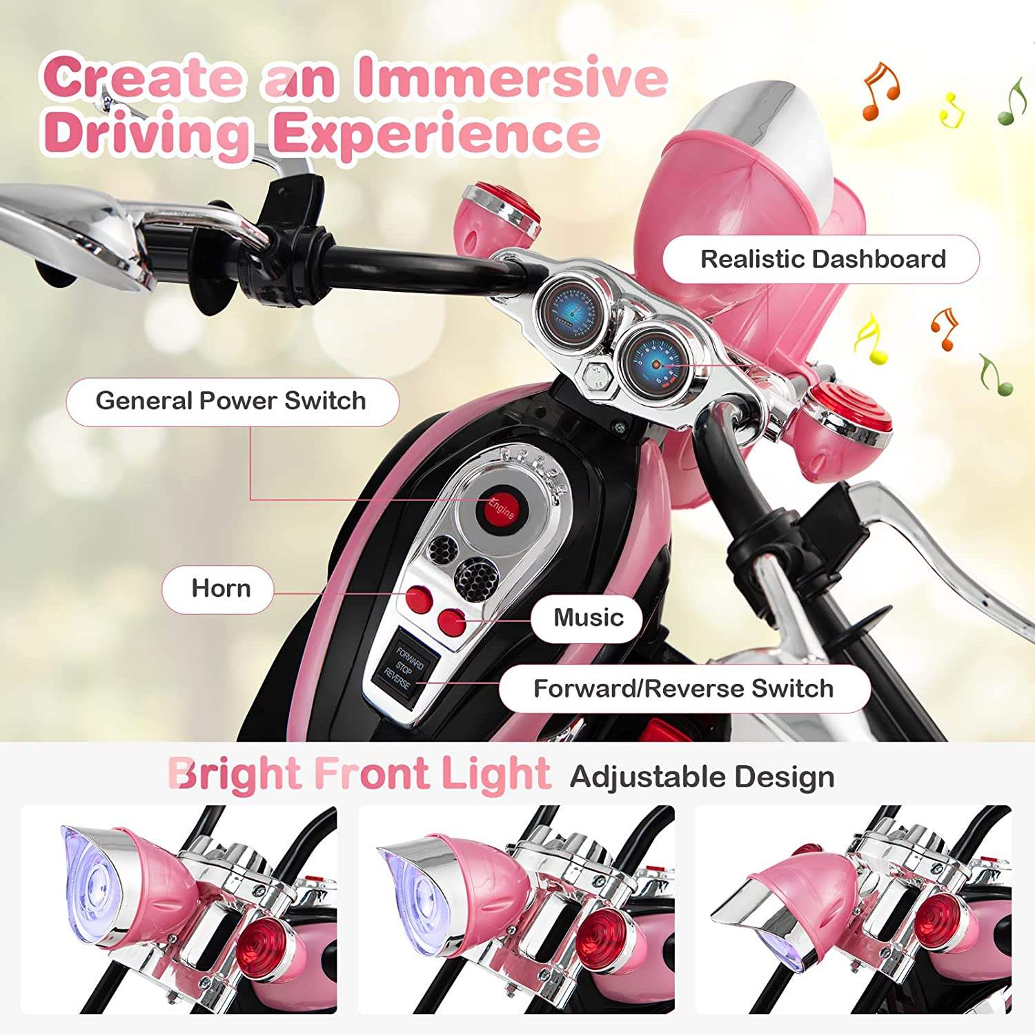 6V Battery Powered Kids Chopper Motorcycle with Pedal Switch
