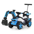 6V Battery-Powered Kids Excavator Tractor with LED Headlight, Helmet, and Rear Box