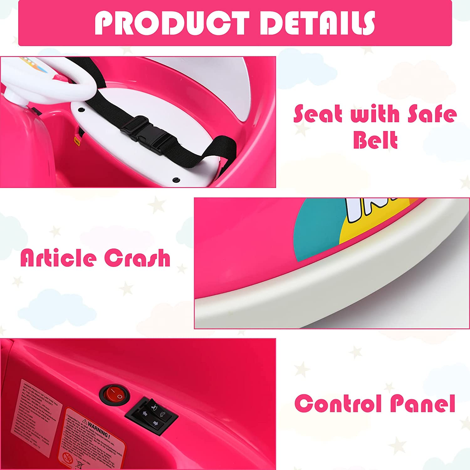 6V Bumper Car Electric Ride-On for Kids with 2 Driving Modes and 360 Degree Rotation