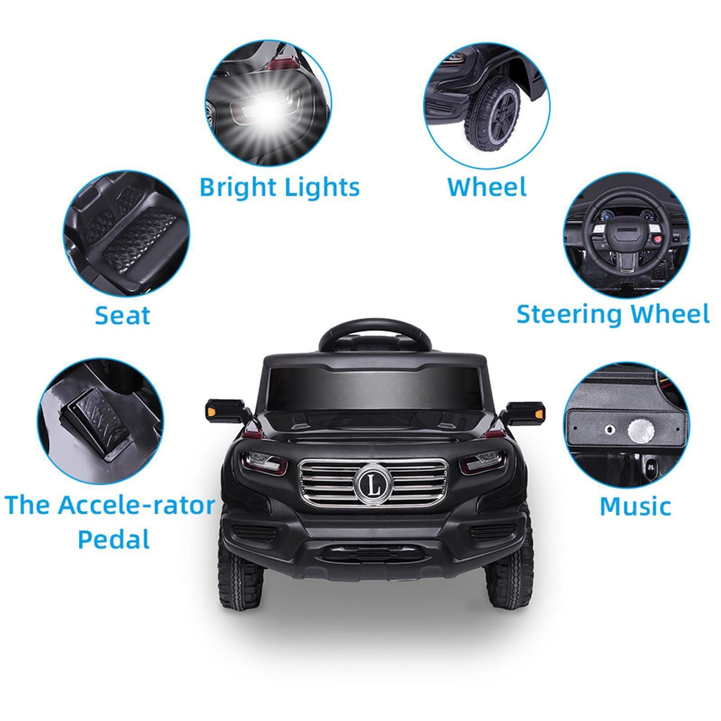 6V Electric Ride-On Car for Kids with 3 Speeds, Lights, and Remote Control