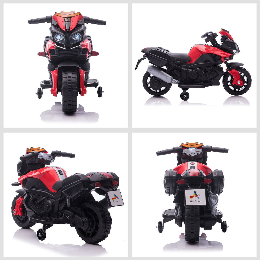 6V Kids Electric Motorcycle Ride-On Car with Training Wheels - Battery Powered Toy