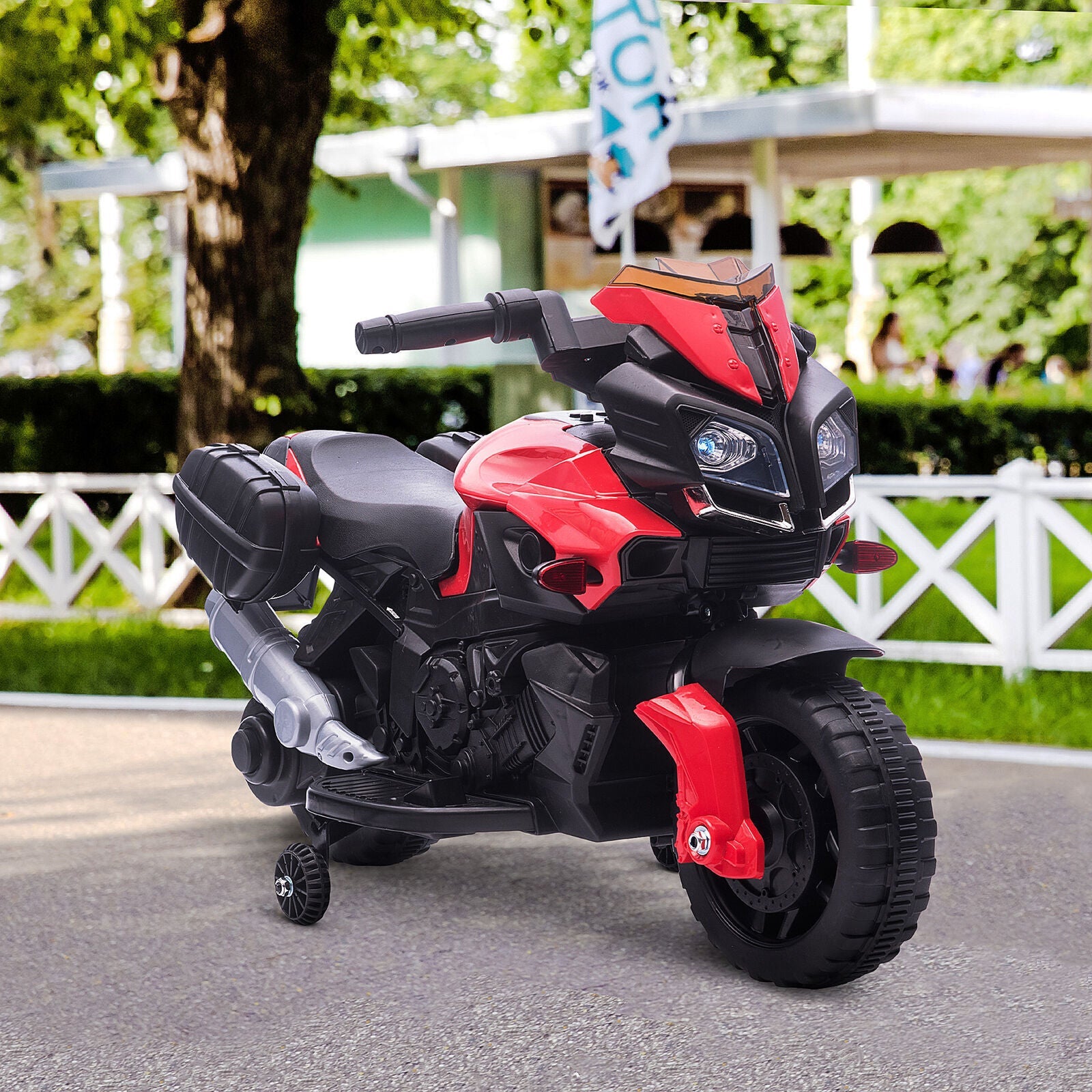 6V Kids Electric Motorcycle Ride-On Car with Training Wheels - Battery Powered Toy