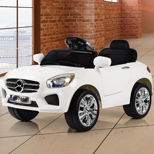 6V Kids Remote Control Battery Powered LED Lights Riding Car in White