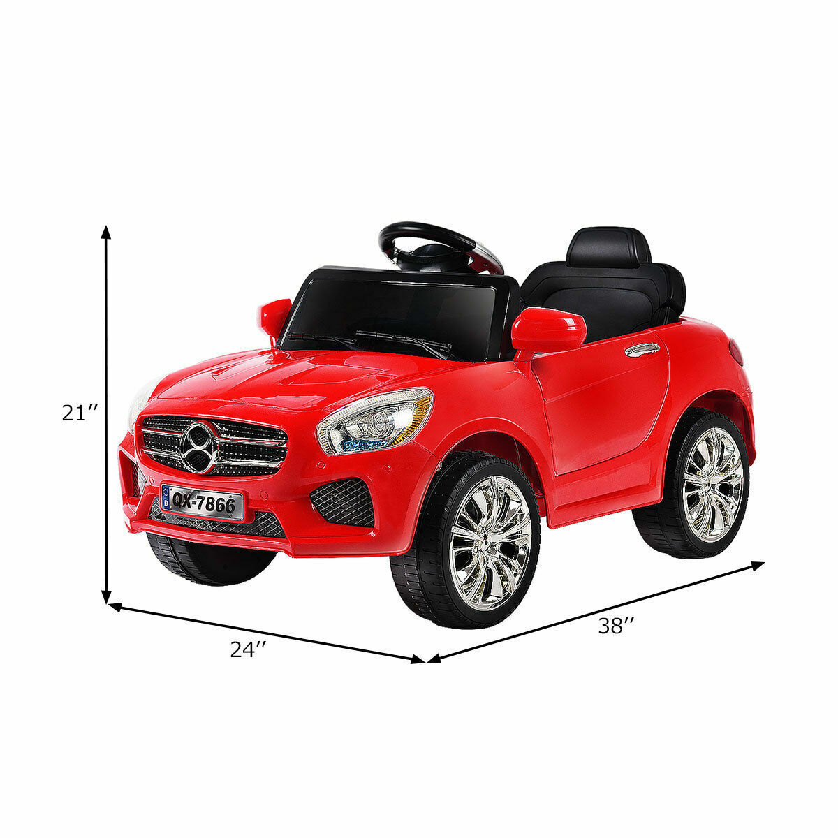6V Kids Ride On Car with RC Remote Control, Battery Powered with LED Lights