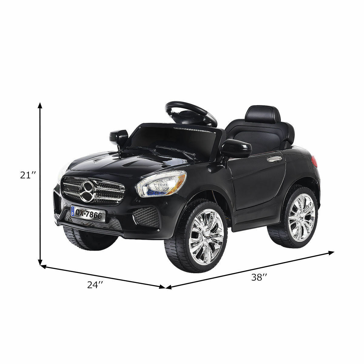 6V Kids Ride On Car with RC Remote Control, LED Lights, and MP3 Player - White