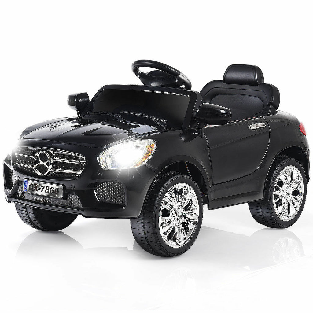 6V Kids Ride On Car with RC Remote Control, LED Lights, and MP3 Player - White