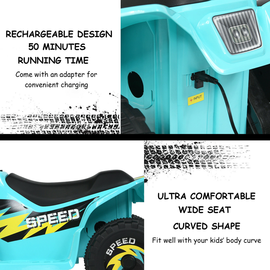 6V Rechargeable Electric ATV for Kids - Unisex Quad Bike for Boys and Girls