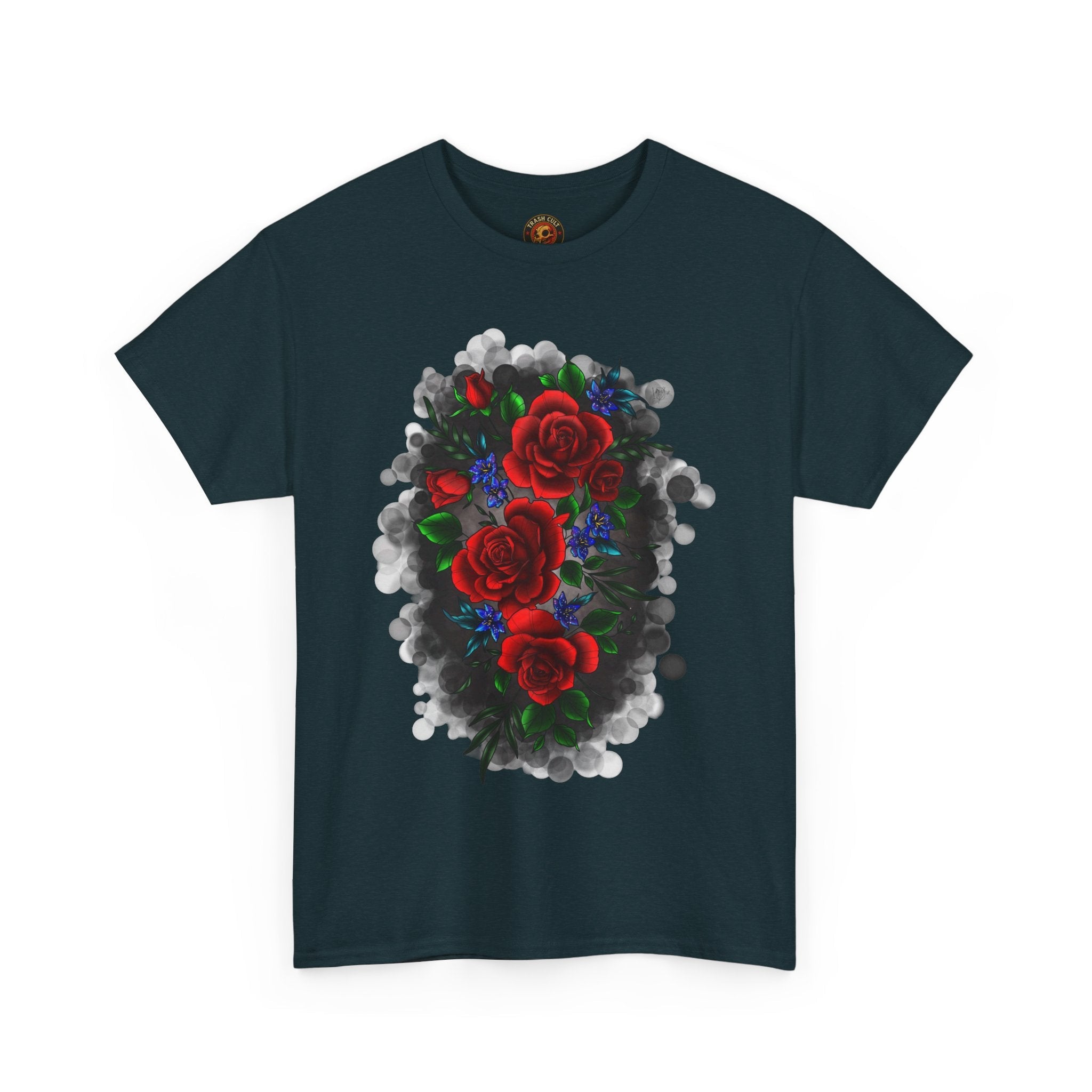 Floral Smoke Tattoo T-Shirt – Lara Davenport x Trash Cult Supply Co. Collab (Gildan 5000)