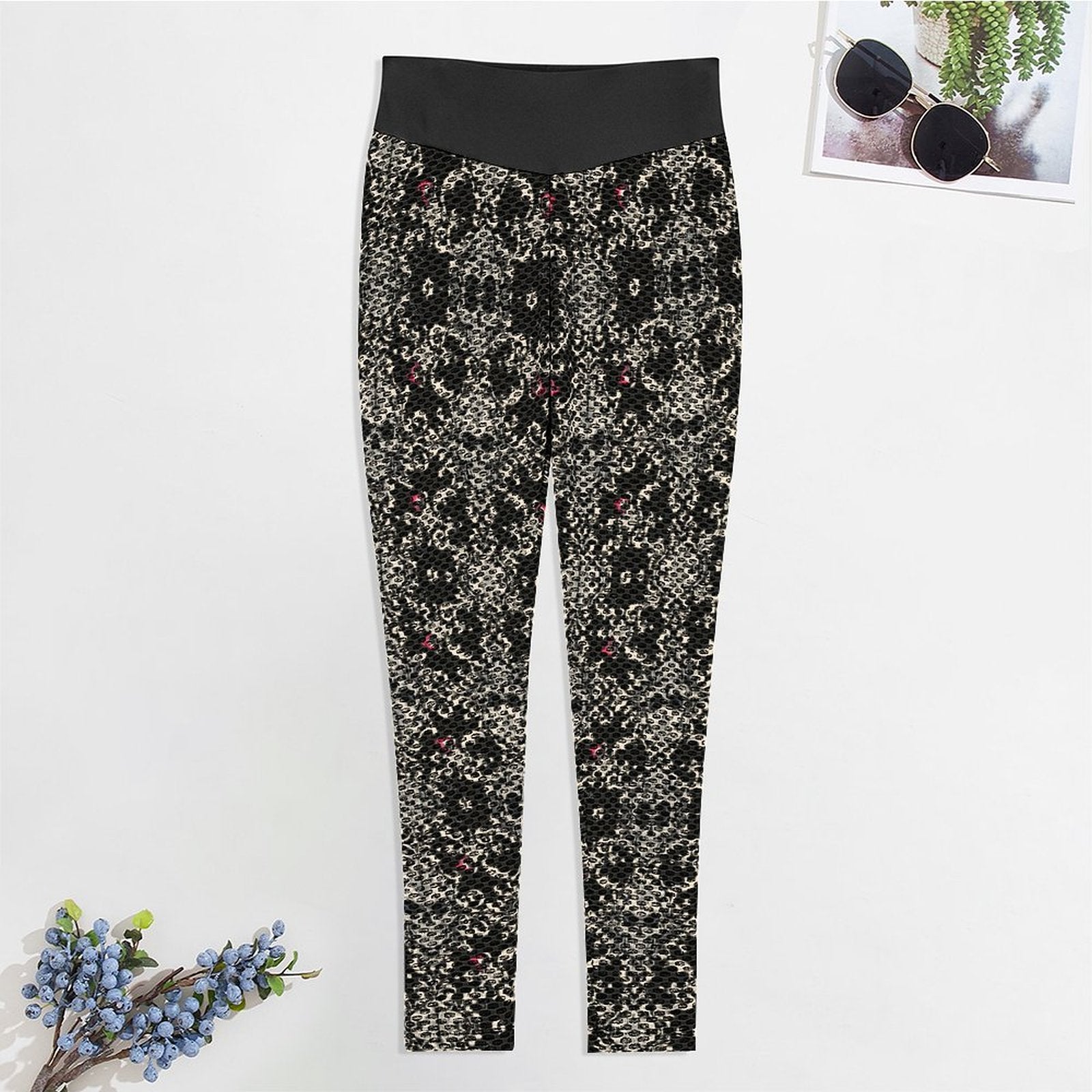 Munsieur Custom Printed Honeycomb Textured Yoga Leggings for Women