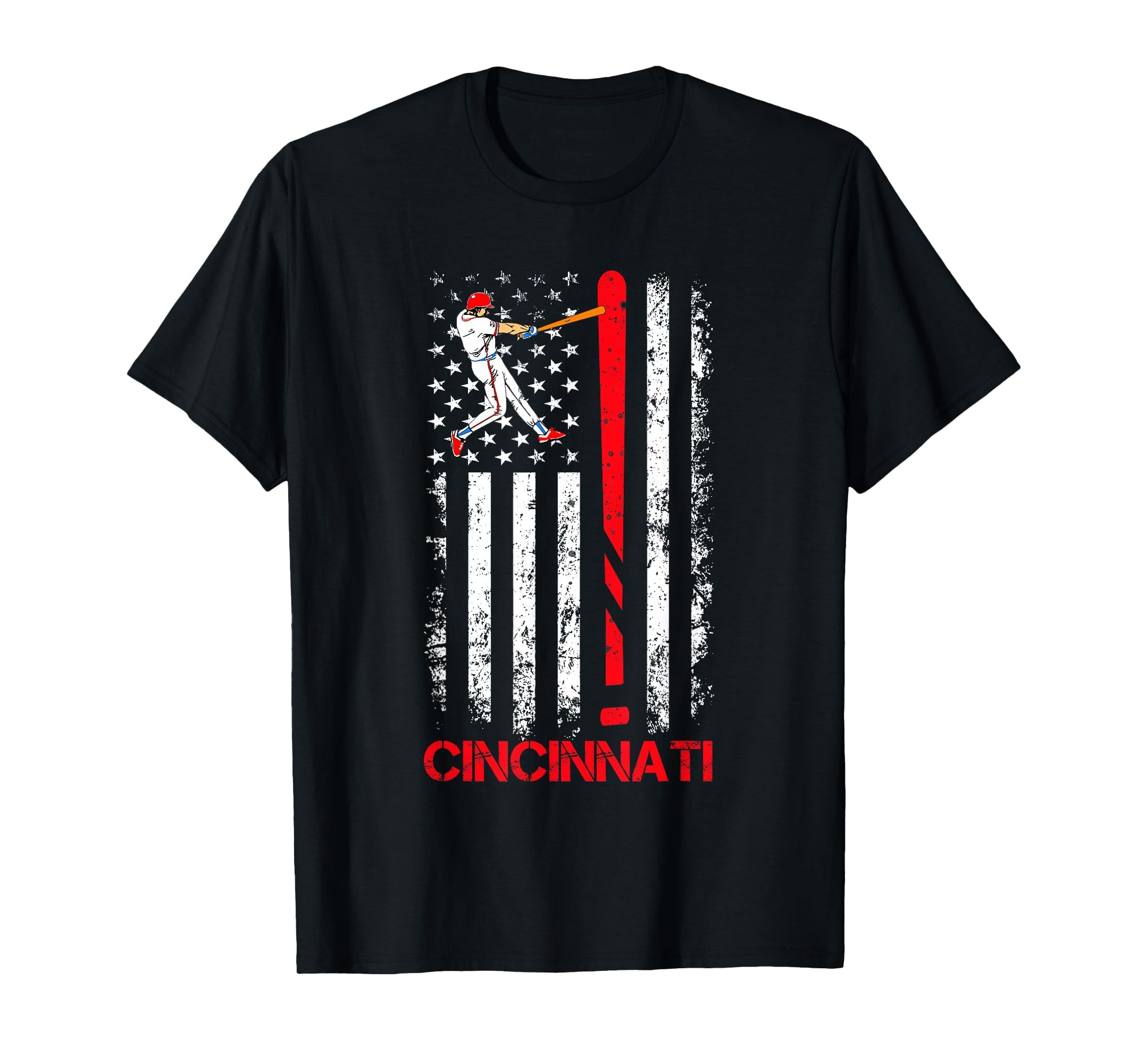 Cincinnati Baseball American Us Flag T-Shirt - Minimalist Print Men Women
