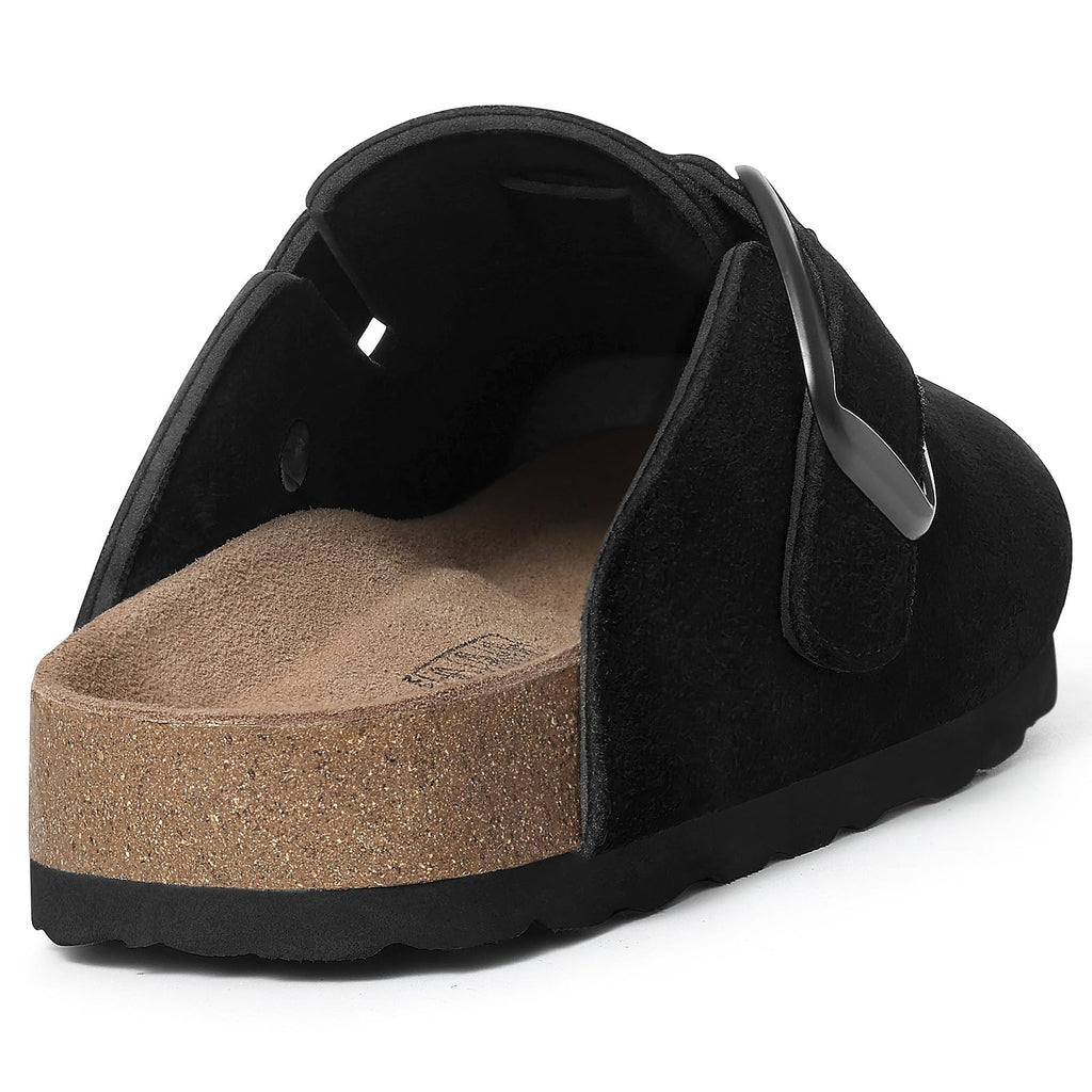 KIDMI Genuine Suede Clogs for Women Memory Foam Black Size 5.5-6 (36)