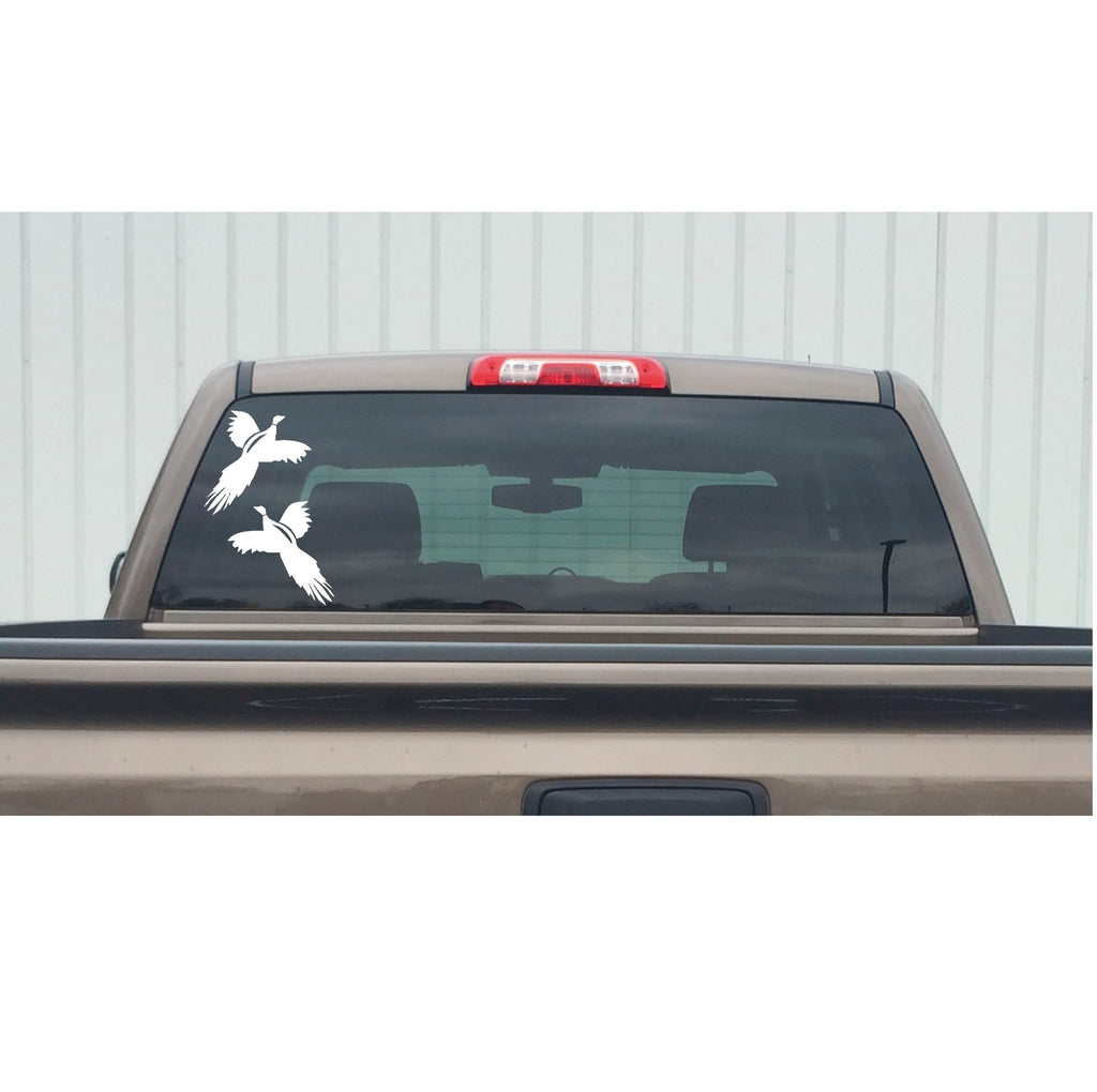 Two Pheasants Flying Window Decal- Two Pheasants Flying Window Sticker - 7190