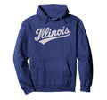 Throwback Illinois Distressed Hoodie - Novelty Apparel Men Women