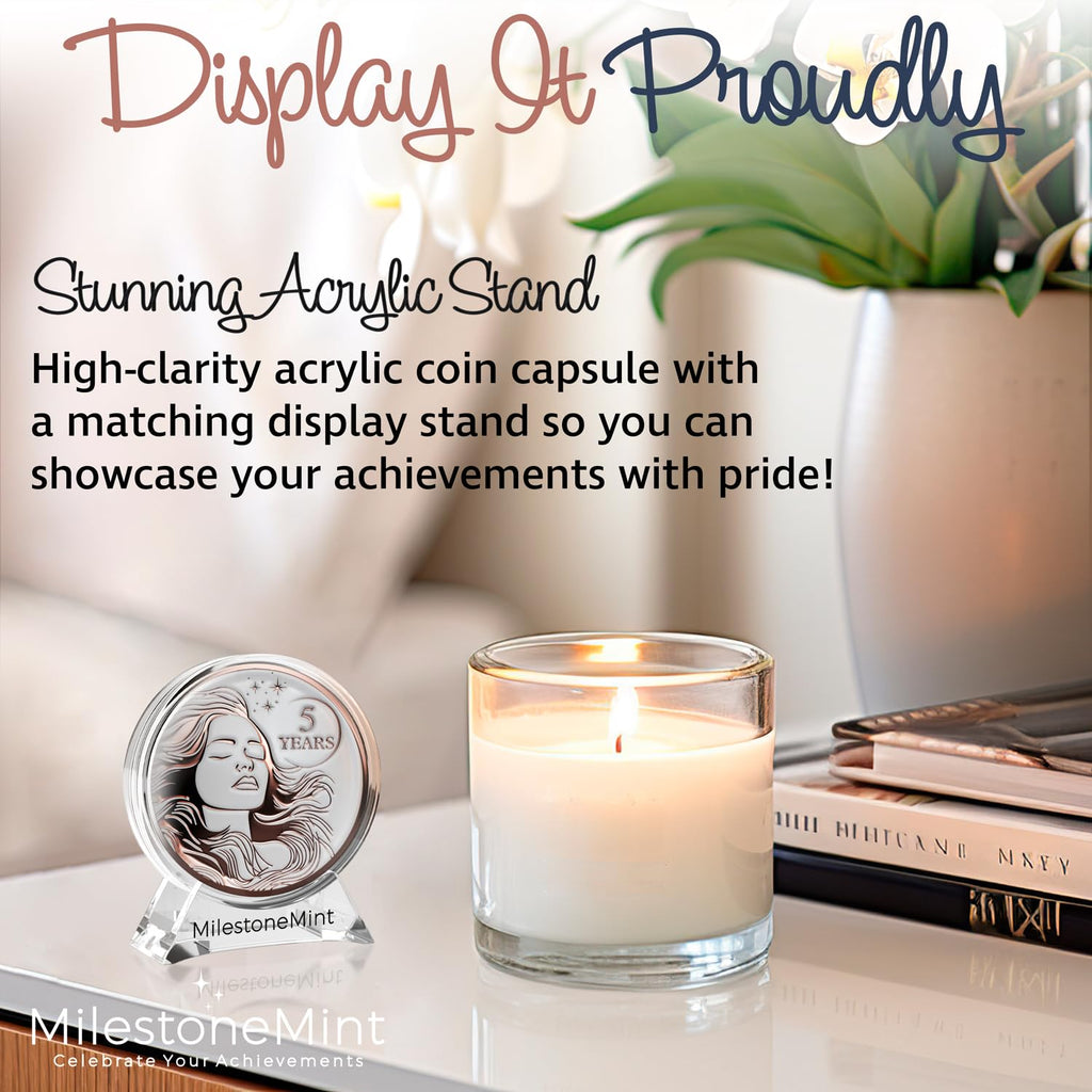 Woman's Serenity Token Sobriety Coin Gift Set Rose Gold