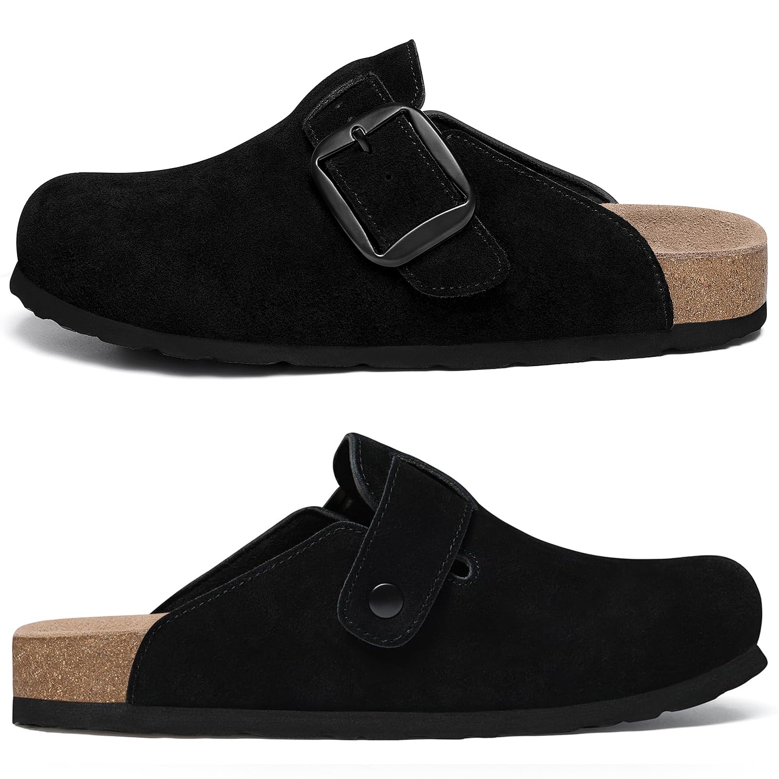 KIDMI Genuine Suede Clogs for Women Memory Foam Black Size 5.5-6 (36)