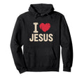 I Love Jesus Distressed Christian Hoodie - Graphic Print for Adults