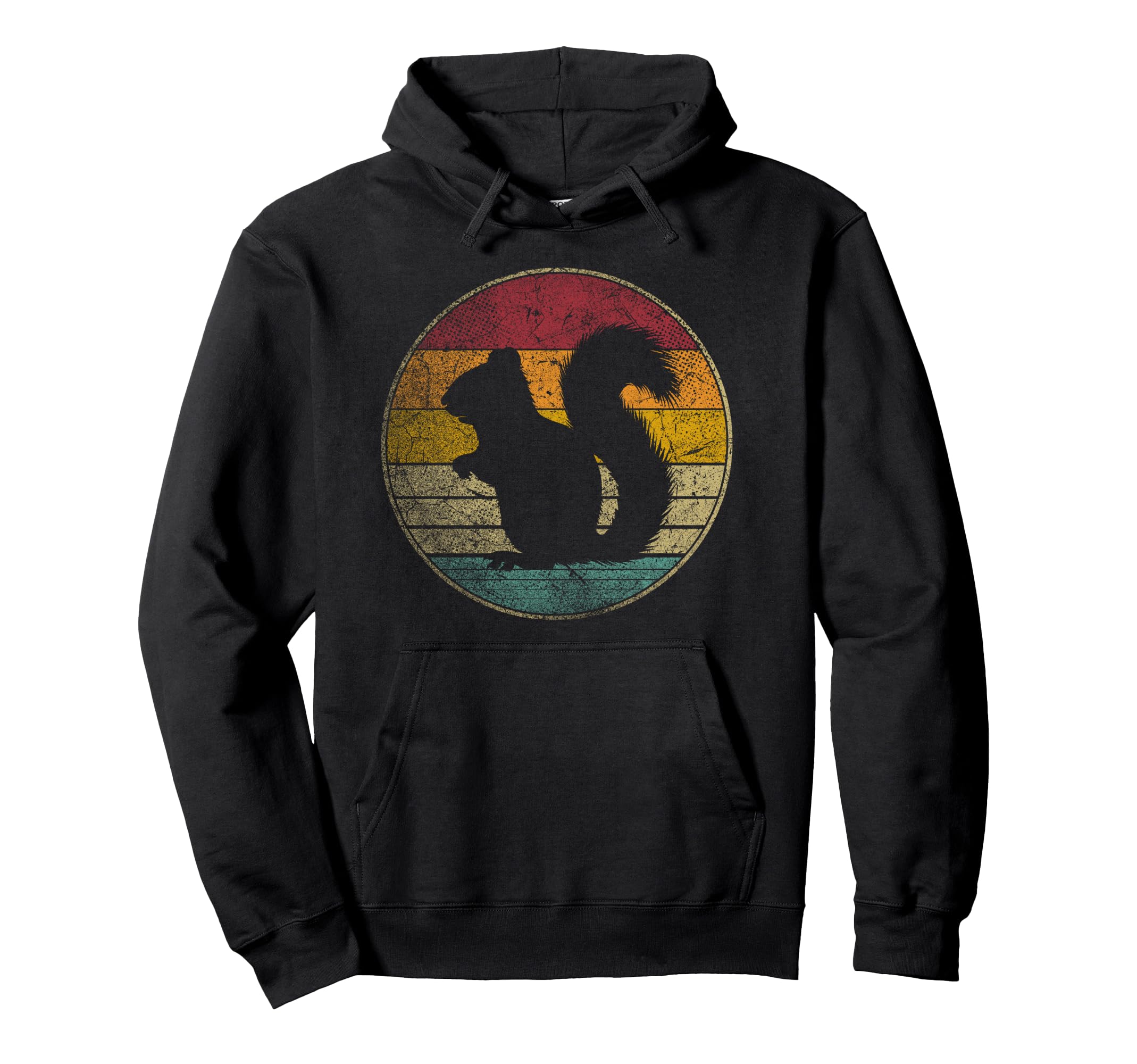 Squirrel Distressed Silhouette 60S Hoodie - Streetwear Style for Adults