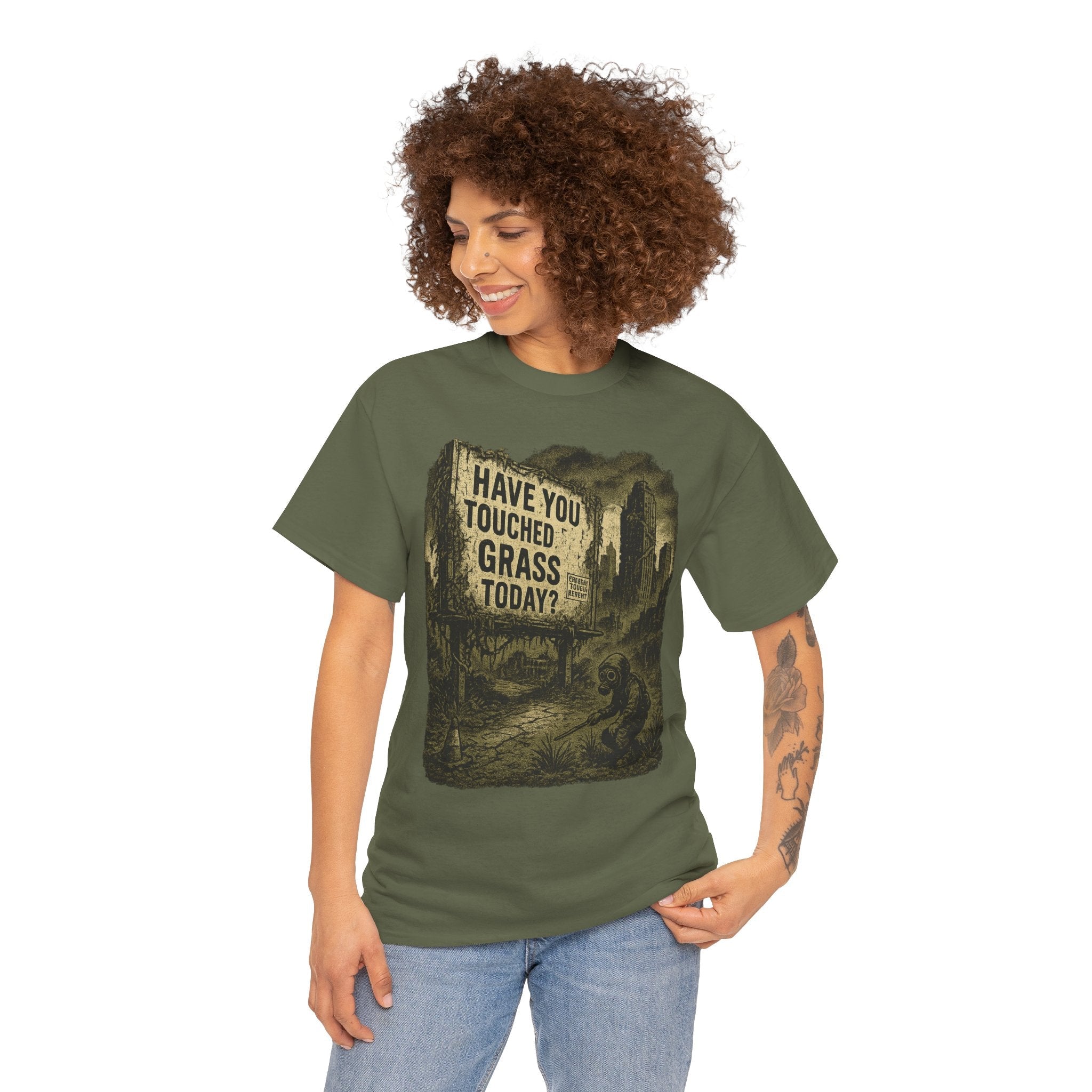 Post-Apocalyptic "Have You Touched Grass Today?" Shirt – Trash Cult Supply Co.