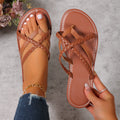 Cross-woven Design Sandals Summer Flats Casual Vacation Beach Slippers
