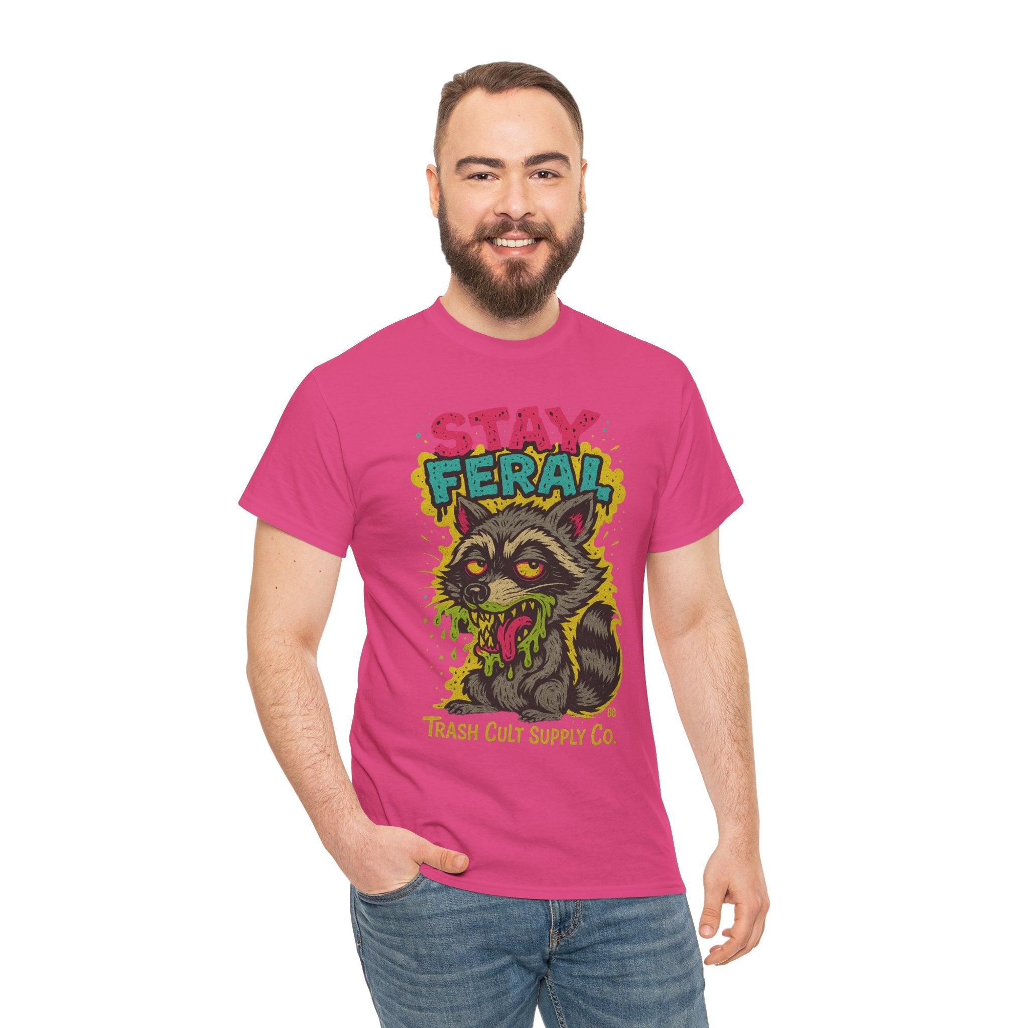 Stay Feral Raccoon Lowbrow Tee – Trash Cult Supply Co. | Gildan 5000