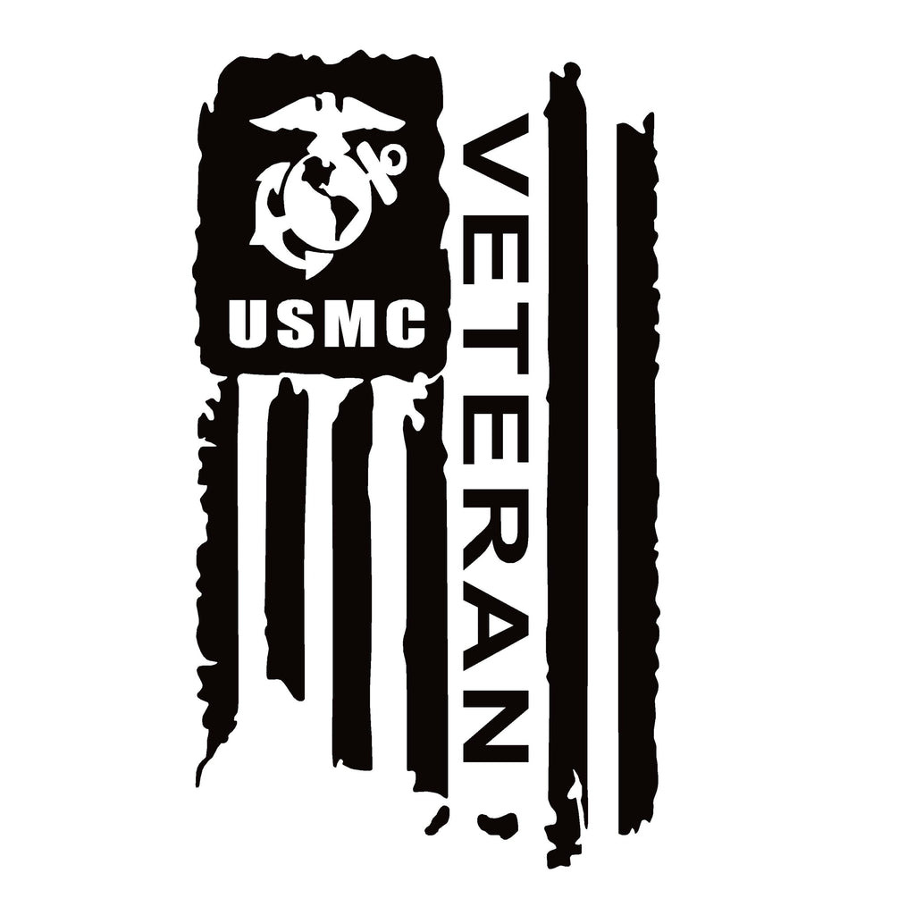 Veteran Flag Sticker – USMC Patriotic Decal for Car, Truck, or Laptop - 7408