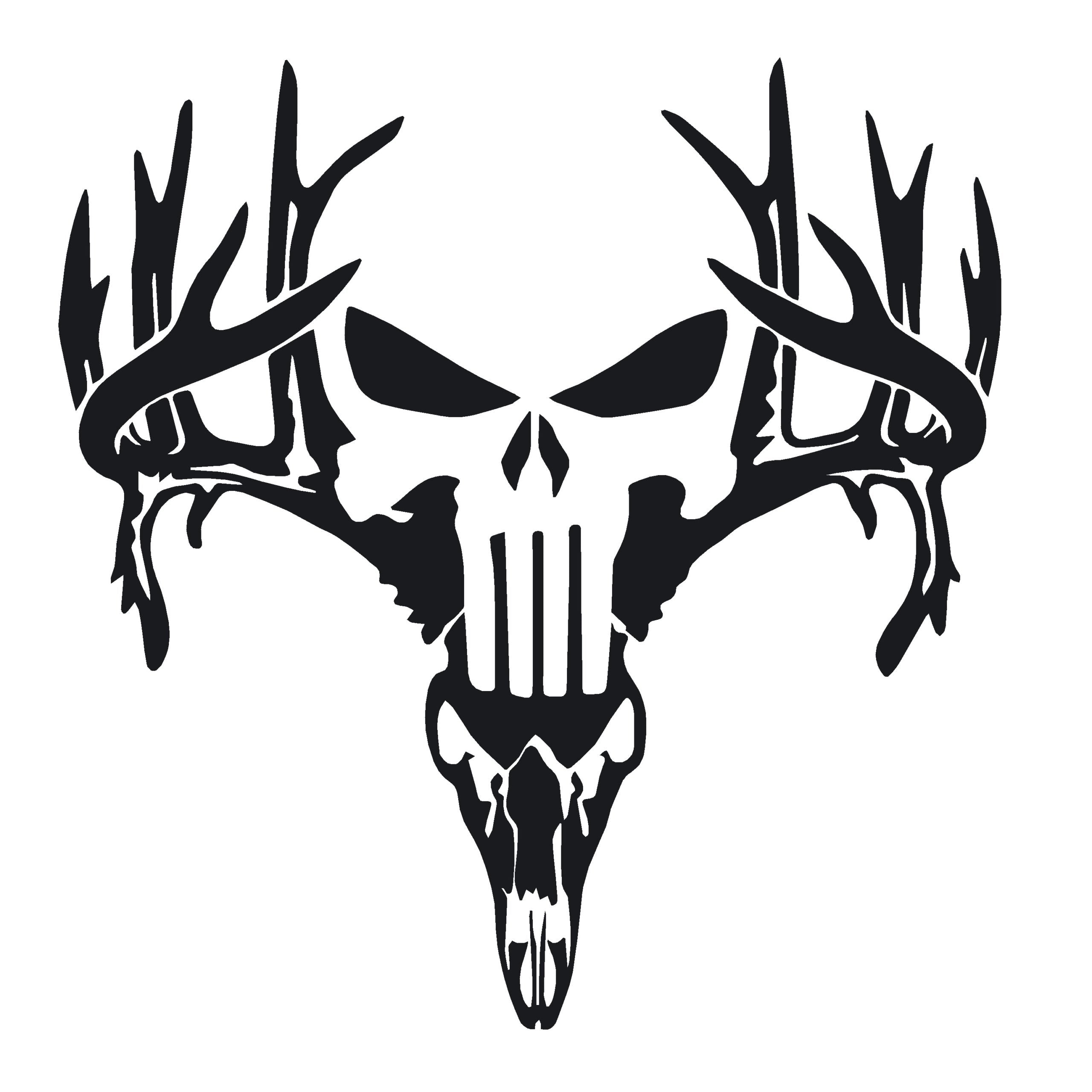 Punisher Hunting Decal – Dead Head Deer Skull Vinyl Sticker 7439