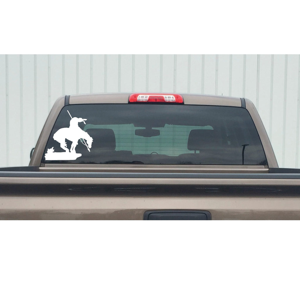 Native American Horseback Decal – Warrior on Horse Window Sticker – 7445