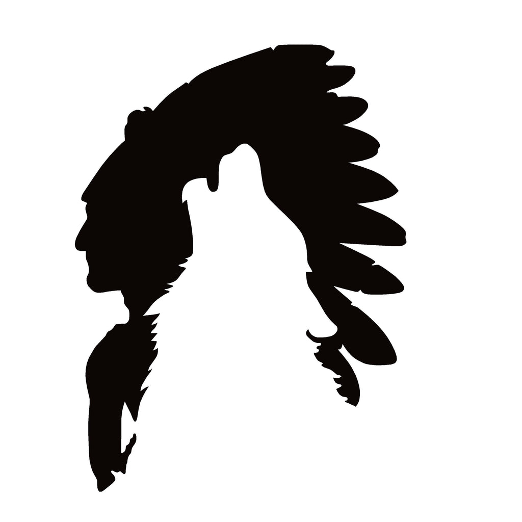 Native American and Wolf Decal – Tribal Silhouette Window Sticker – 7499