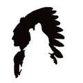Native American and Wolf Decal – Tribal Silhouette Window Sticker – 7499