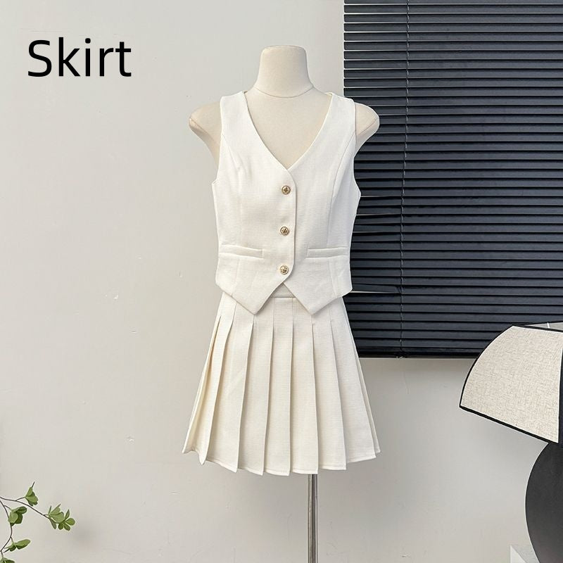 Women's Tennis Skirt Set + Blouse High Waist Pleated Two-piece