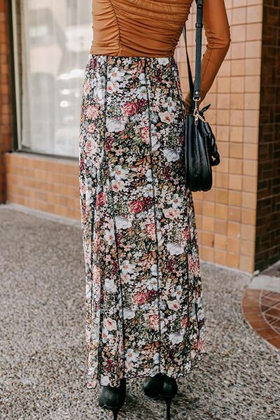 MUNSIEUR Floral Maxi Skirt - Luxury Elastic Waist Skirt for Women