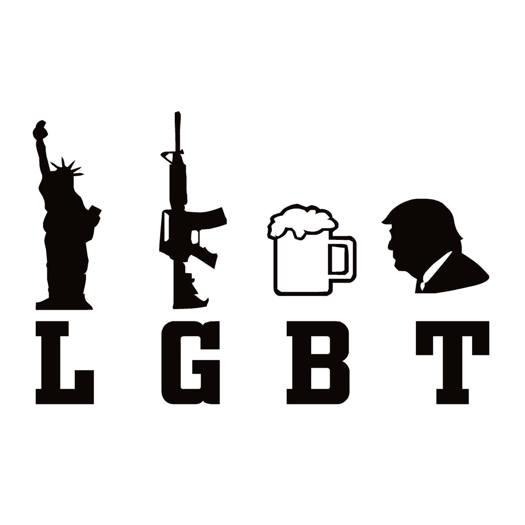 LGBT Sticker - Liberty, Guns, Beer, Trump Vinyl Window Decal - 7515